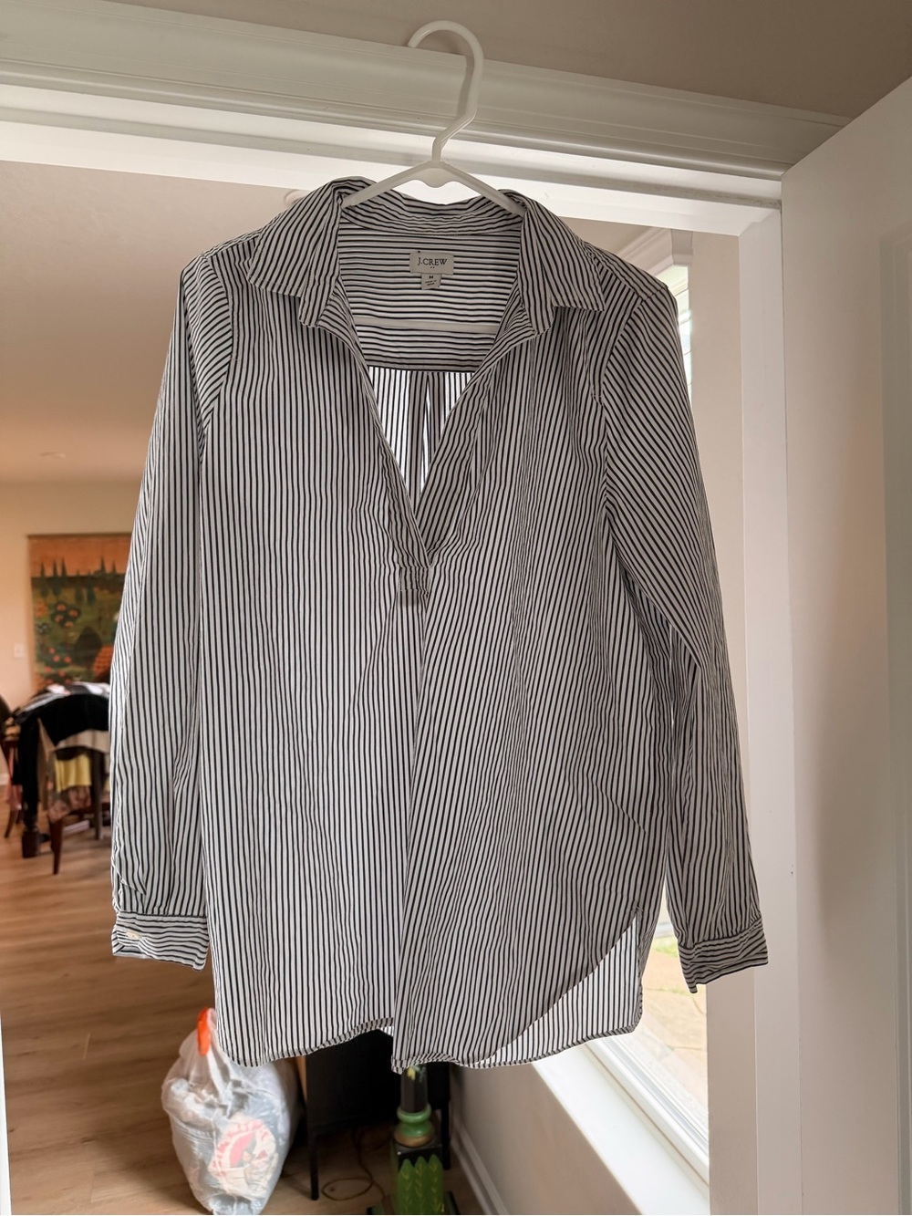 J. Crew Black and White Striped Button-Down Shirt